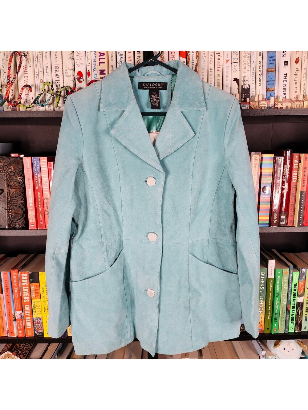 Dialogue Genuine Washable Leather Aqua Suede Jacket Blazer Small NWT QVC